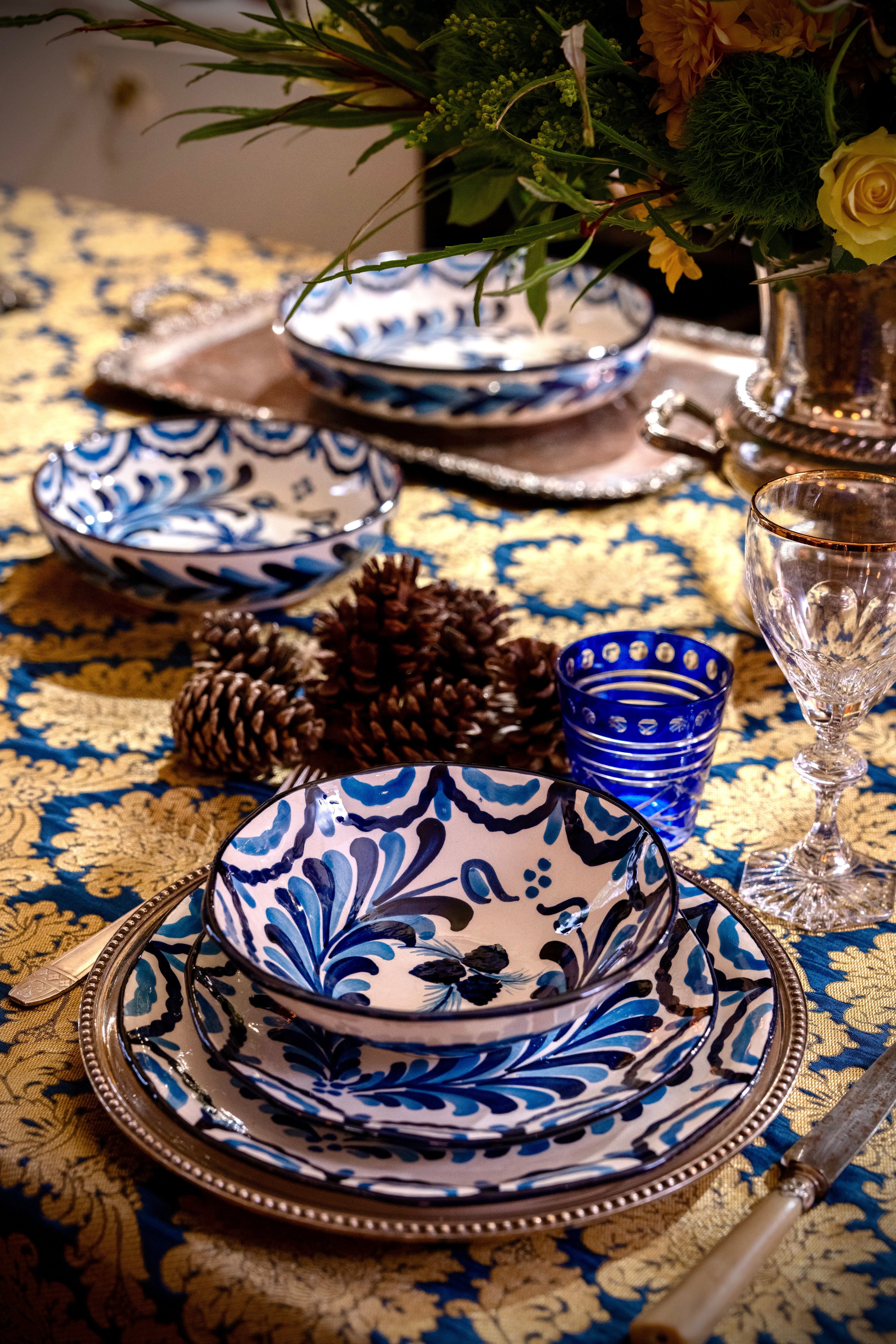 Assiette creuse 20 cm Granada Azul Real Pomme de Pin