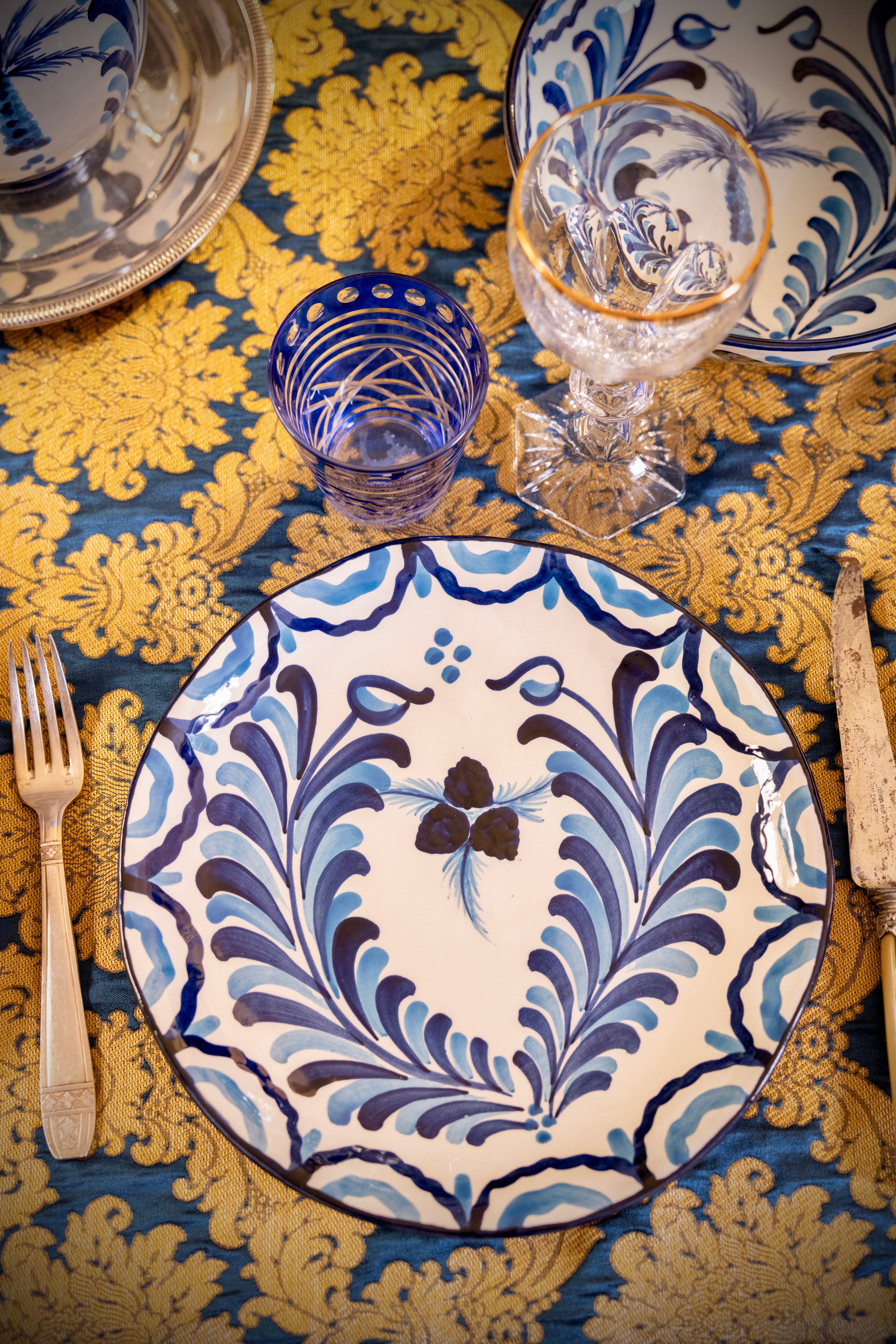 Assiette 26 cm Granada Pomme de Pin Azul Real