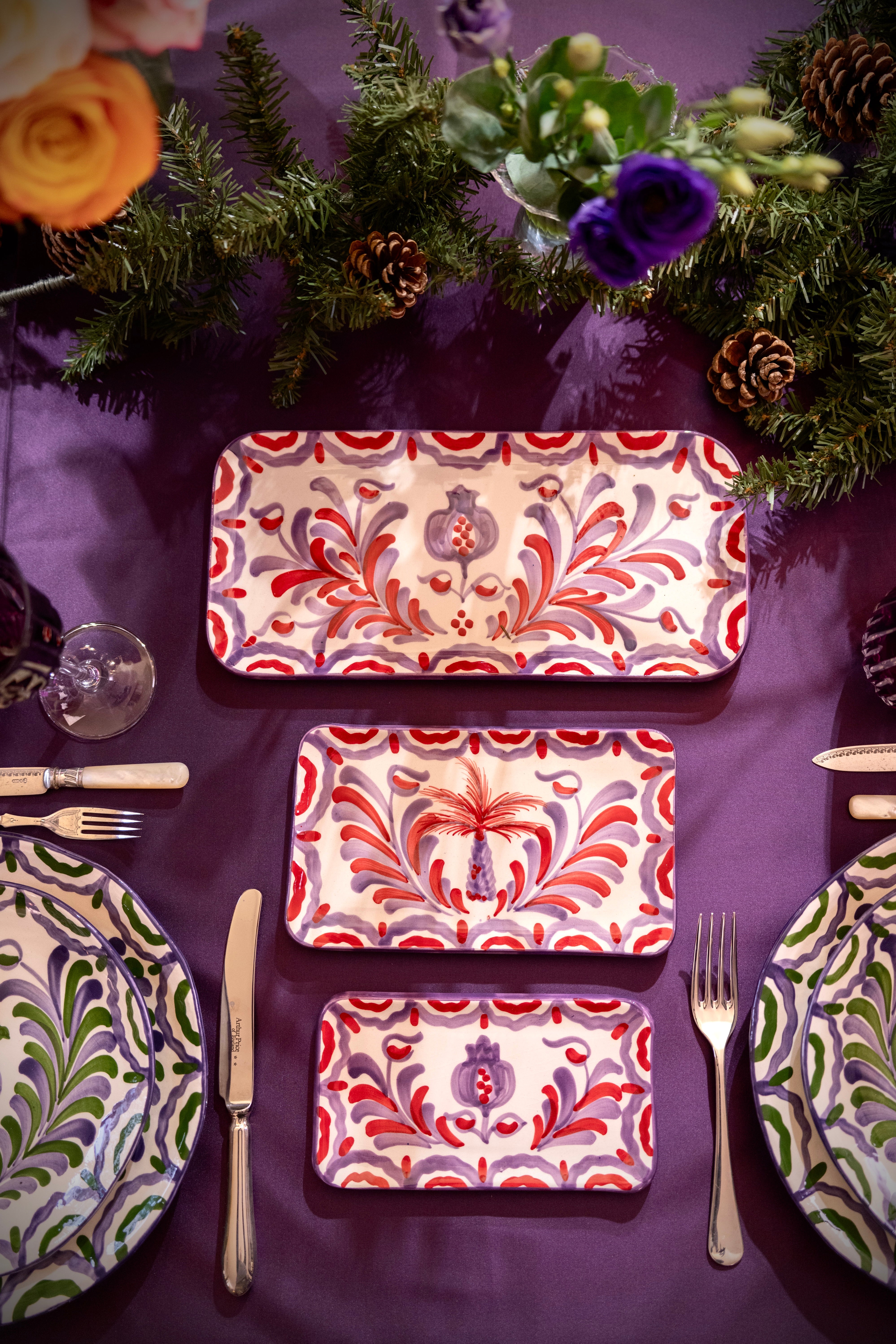 Set de 3 plateaux Granada Pourpre